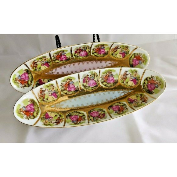 ROYAL VIENNA 1102 OVAL OLIVE CONDIMENTS RELISH SERVING DISH vintage set of 2 - Picture 4 of 10